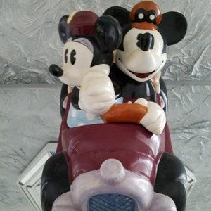 Mickey & Minnie Mouse Disney Roadster Cookie Jar (Damaged)